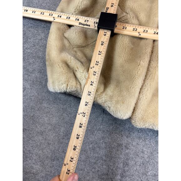 VINTAGE Donnybrook Faux Fur Jacket Womens Medium Beige Plush Hooded Gorpcore - Picture 4 of 9